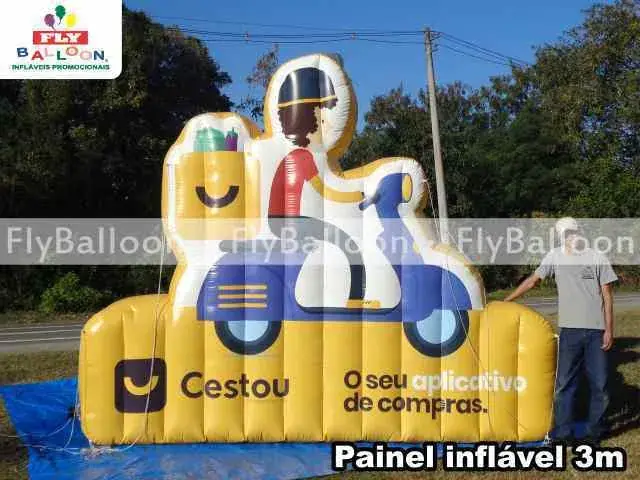 Painel inflável promocional gigante Cestou, aplicativo de compras, 3 m
